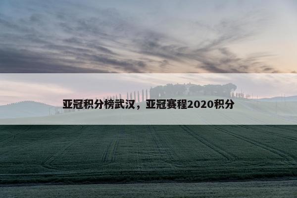 亚冠积分榜武汉，亚冠赛程2020积分