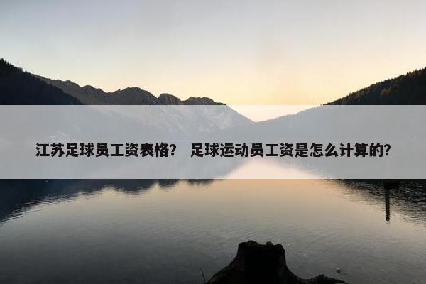 江苏足球员工资表格？ 足球运动员工资是怎么计算的？