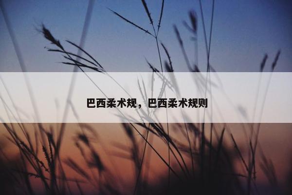 巴西柔术规，巴西柔术规则