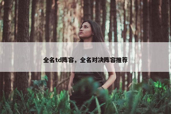 全名td阵容，全名对决阵容推荐