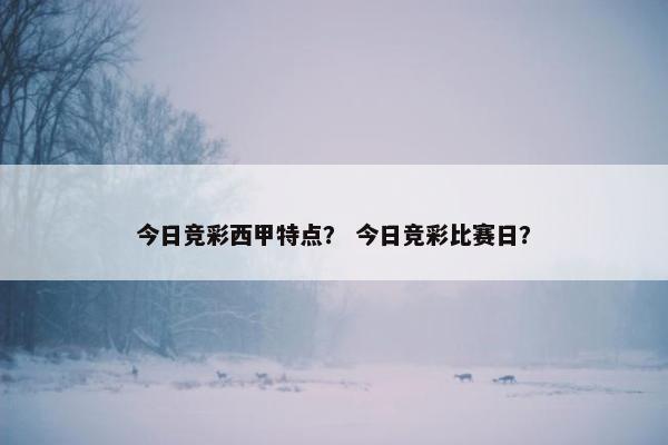 今日竞彩西甲特点？ 今日竞彩比赛日？