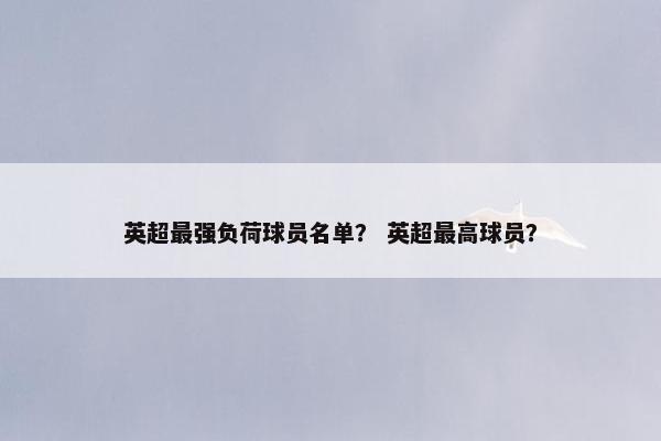 英超最强负荷球员名单？ 英超最高球员？