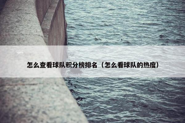 怎么查看球队积分榜排名（怎么看球队的热度）