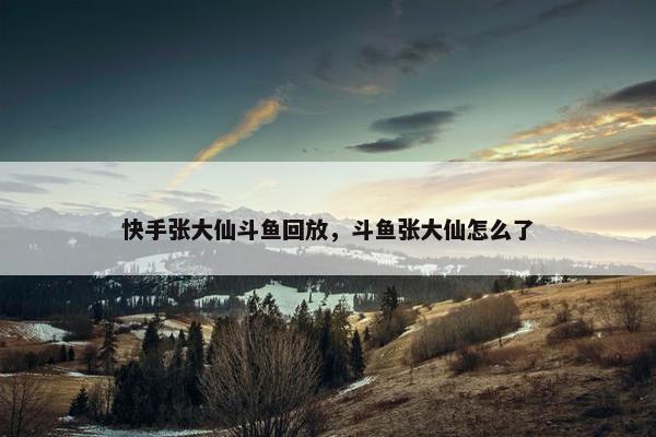 快手张大仙斗鱼回放，斗鱼张大仙怎么了