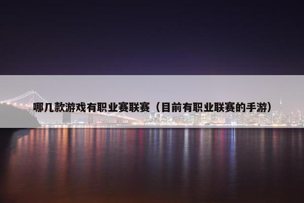 哪几款游戏有职业赛联赛（目前有职业联赛的手游）