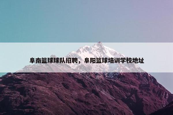 阜南篮球球队招聘，阜阳篮球培训学校地址