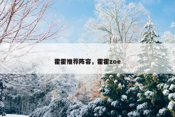 霍霍推荐阵容，霍霍zoe