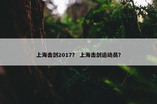 上海击剑2017？ 上海击剑运动员？