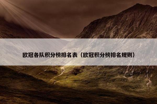欧冠各队积分榜排名表（欧冠积分榜排名规则）