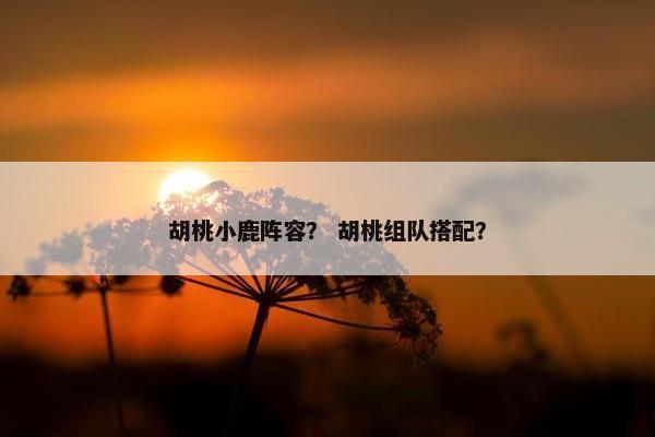 胡桃小鹿阵容？ 胡桃组队搭配？