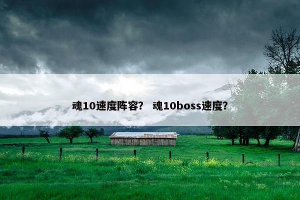 魂10速度阵容？ 魂10boss速度？