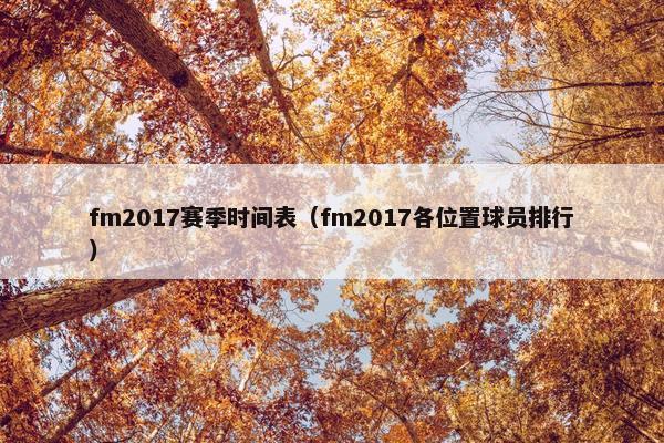 fm2017赛季时间表（fm2017各位置球员排行）