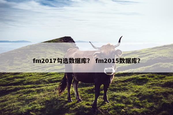 fm2017勾选数据库？ fm2015数据库？