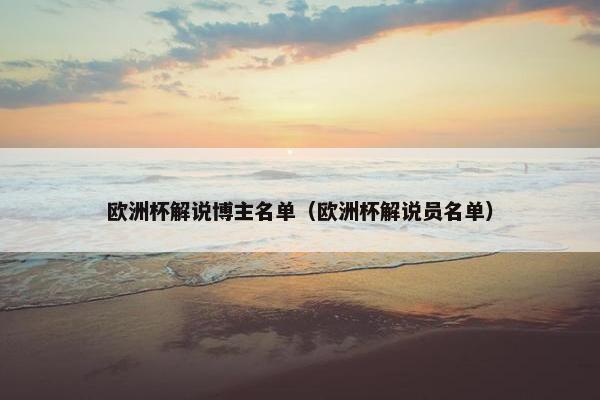 欧洲杯解说博主名单（欧洲杯解说员名单）