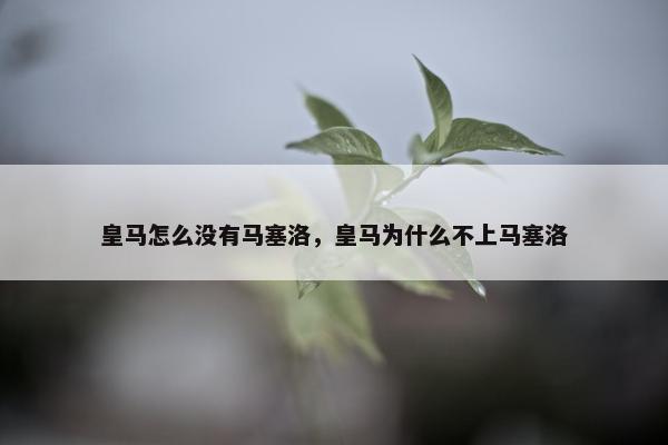 皇马怎么没有马塞洛，皇马为什么不上马塞洛