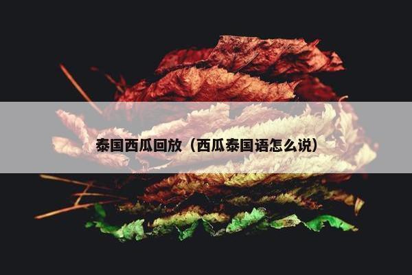 泰国西瓜回放（西瓜泰国语怎么说）