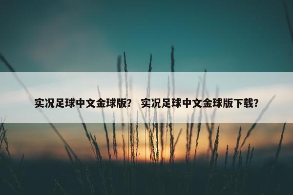 实况足球中文金球版？ 实况足球中文金球版下载？
