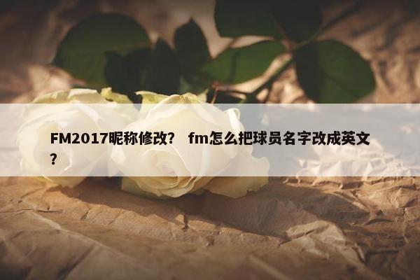 FM2017昵称修改？ fm怎么把球员名字改成英文？