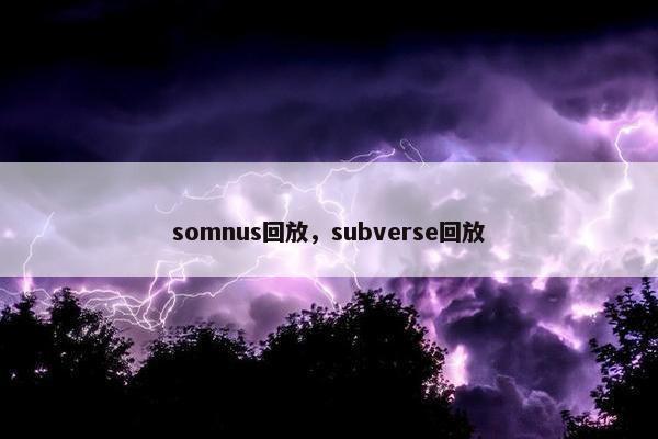 somnus回放，subverse回放