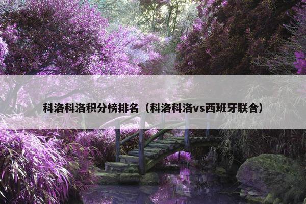 科洛科洛积分榜排名（科洛科洛vs西班牙联合）