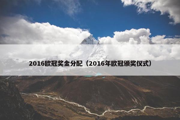 2016欧冠奖金分配（2016年欧冠颁奖仪式）