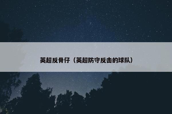 英超反骨仔（英超防守反击的球队）