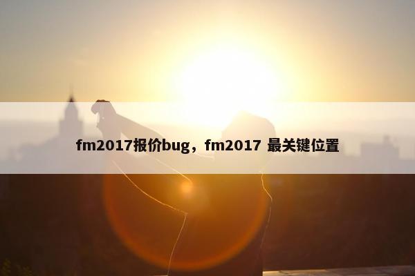 fm2017报价bug，fm2017 最关键位置