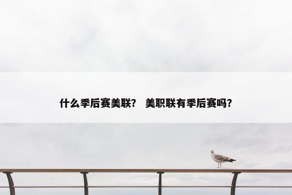 什么季后赛美联？ 美职联有季后赛吗？