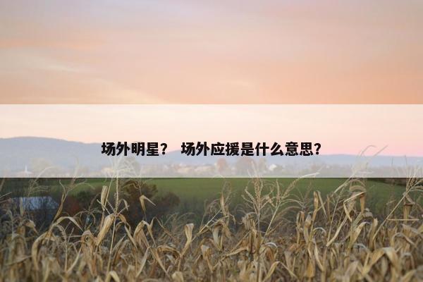 场外明星？ 场外应援是什么意思？