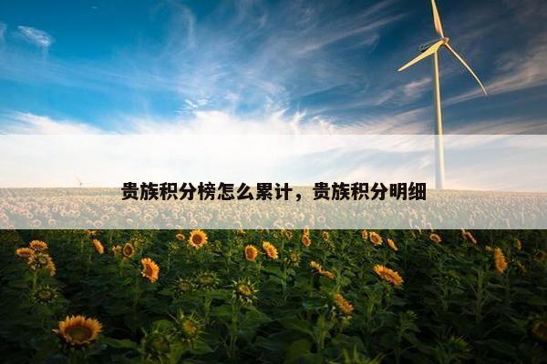 贵族积分榜怎么累计，贵族积分明细