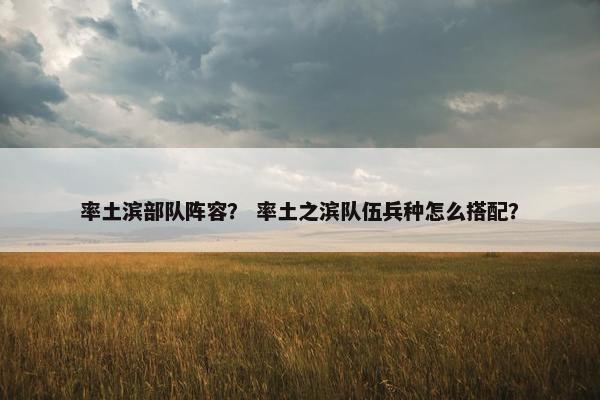 率土滨部队阵容？ 率土之滨队伍兵种怎么搭配？