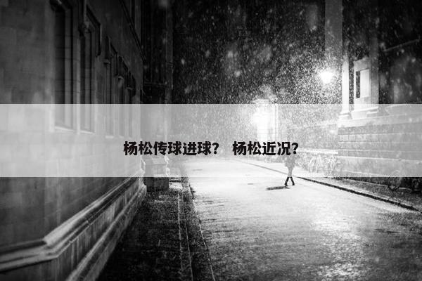 杨松传球进球？ 杨松近况？