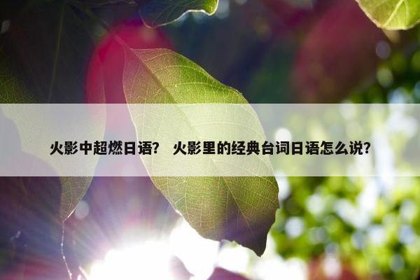 火影中超燃日语？ 火影里的经典台词日语怎么说？
