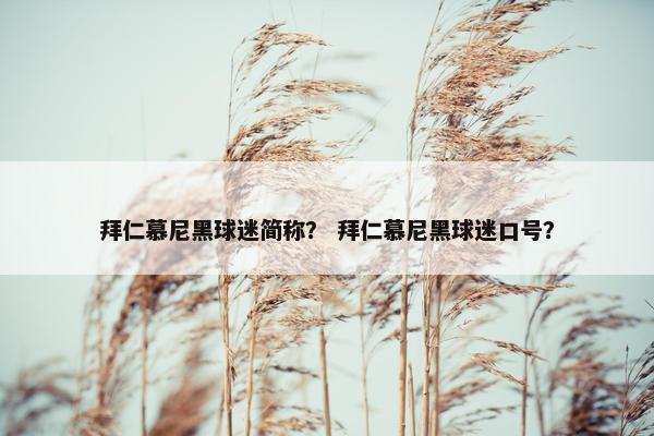 拜仁慕尼黑球迷简称？ 拜仁慕尼黑球迷口号？