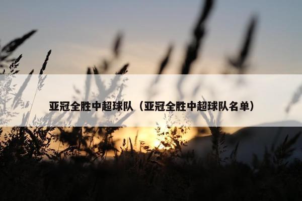 亚冠全胜中超球队（亚冠全胜中超球队名单）