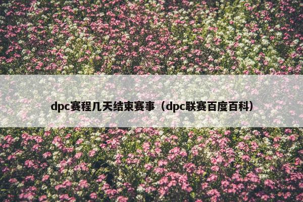 dpc赛程几天结束赛事（dpc联赛百度百科）