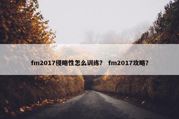 fm2017侵略性怎么训练？ fm2017攻略？