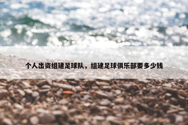 个人出资组建足球队，组建足球俱乐部要多少钱