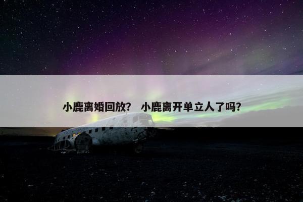 小鹿离婚回放？ 小鹿离开单立人了吗？