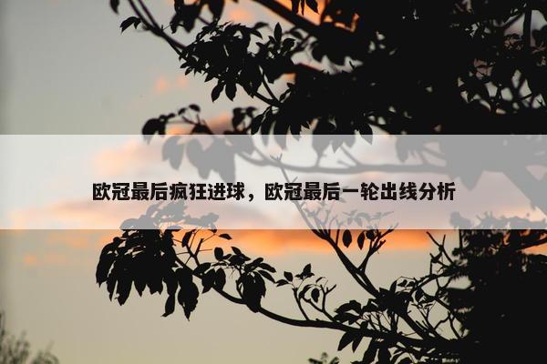 欧冠最后疯狂进球，欧冠最后一轮出线分析