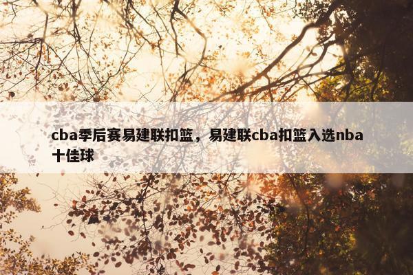 cba季后赛易建联扣篮，易建联cba扣篮入选nba十佳球