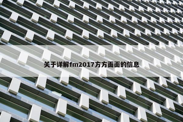 关于详解fm2017方方面面的信息