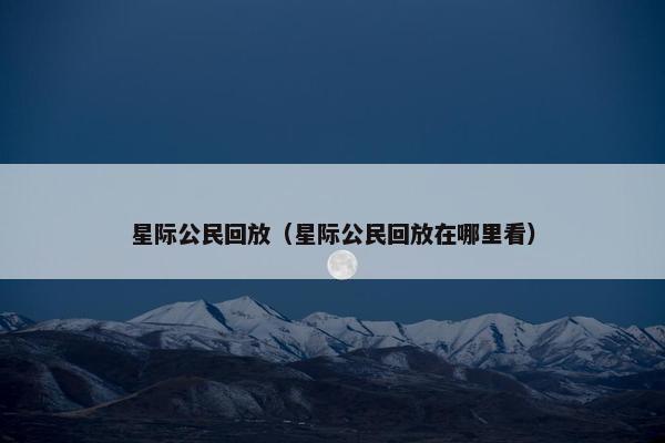 星际公民回放（星际公民回放在哪里看）