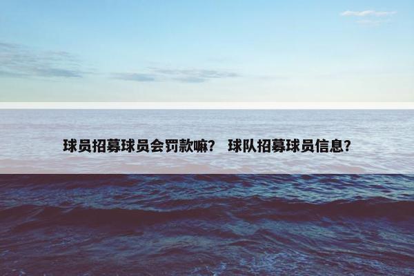 球员招募球员会罚款嘛？ 球队招募球员信息？