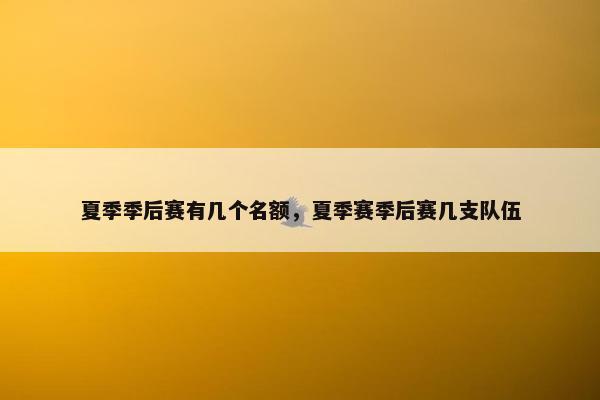 夏季季后赛有几个名额，夏季赛季后赛几支队伍