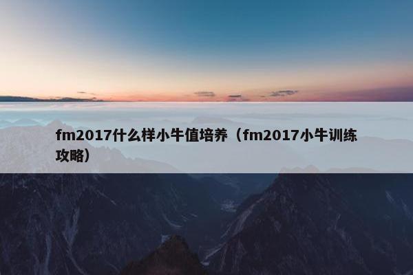 fm2017什么样小牛值培养（fm2017小牛训练攻略）