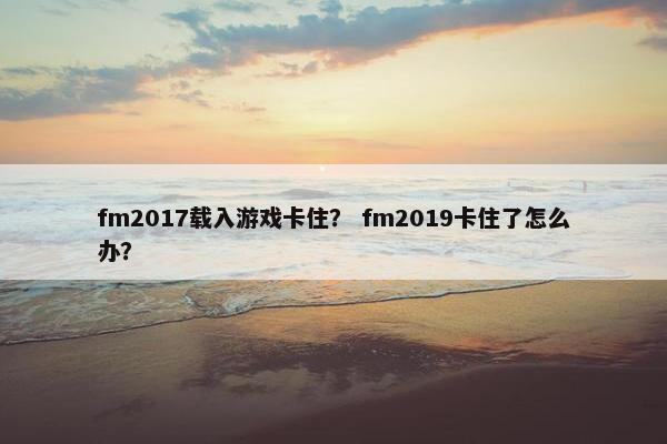 fm2017载入游戏卡住？ fm2019卡住了怎么办？
