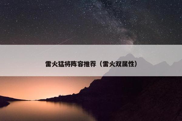 雷火猛将阵容推荐（雷火双属性）