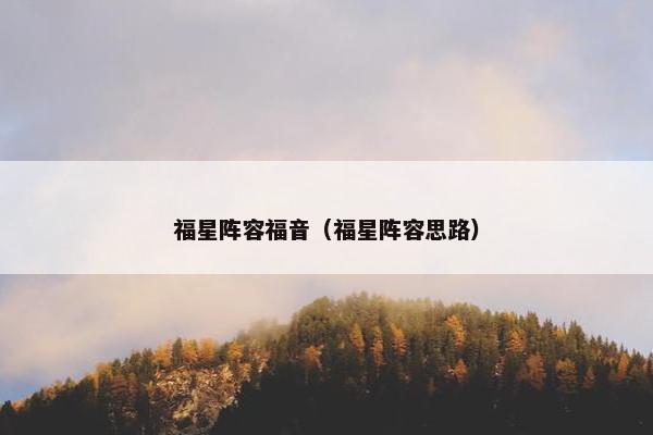 福星阵容福音（福星阵容思路）