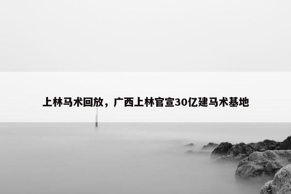 上林马术回放，广西上林官宣30亿建马术基地